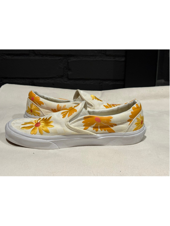 Vans Shoes - Women's Vans Slip-On Daisy Checkered Sneakers White Yellow